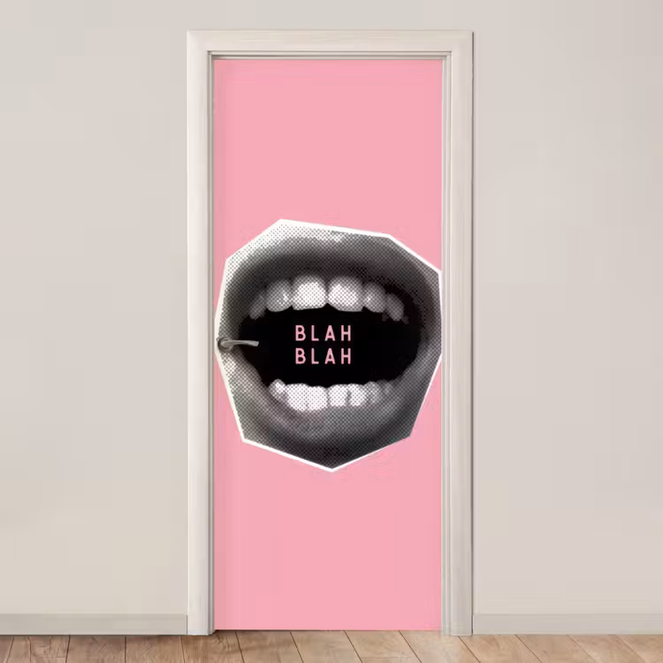 Deursticker - Mond - BLAH BLAH - Roze — 1