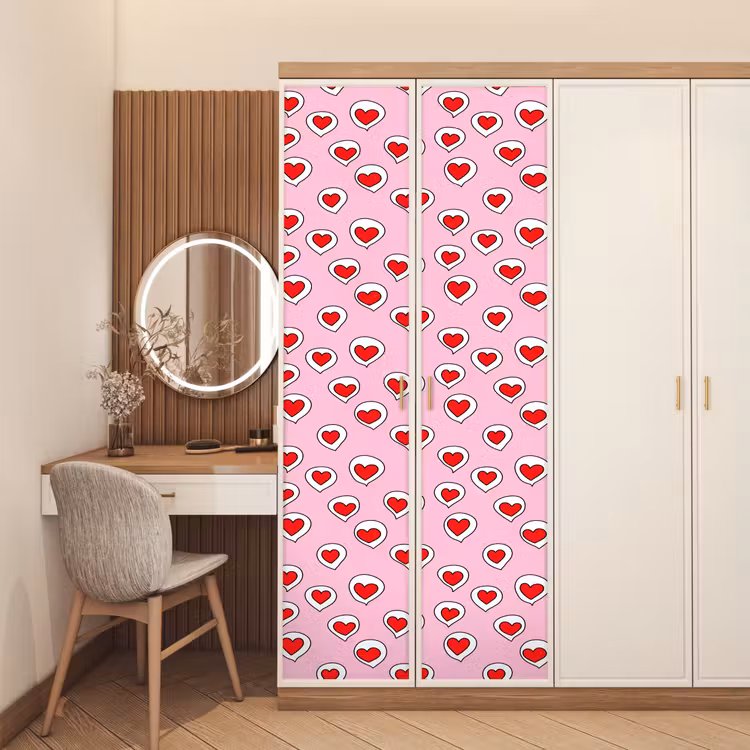 Deursticker - Hartjes - Patroon - Rood — 5