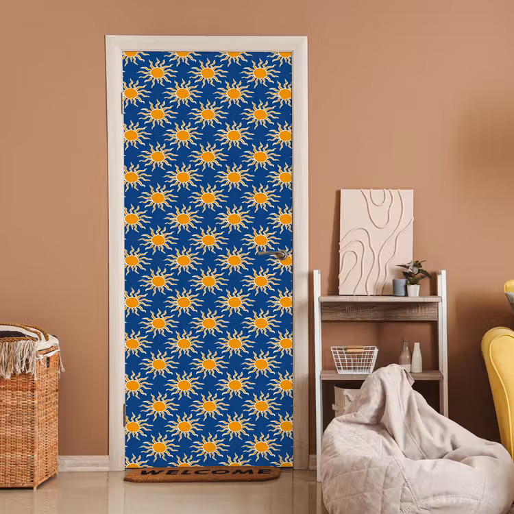 Deursticker - Zon - Patroon - Blauw — 2