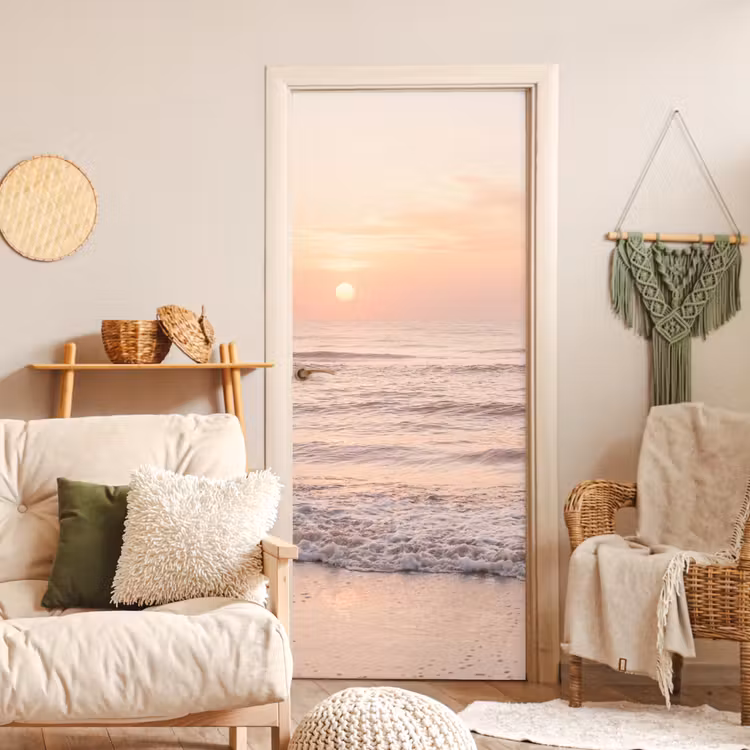 Deursticker - Zon - Strand - Roze — 4