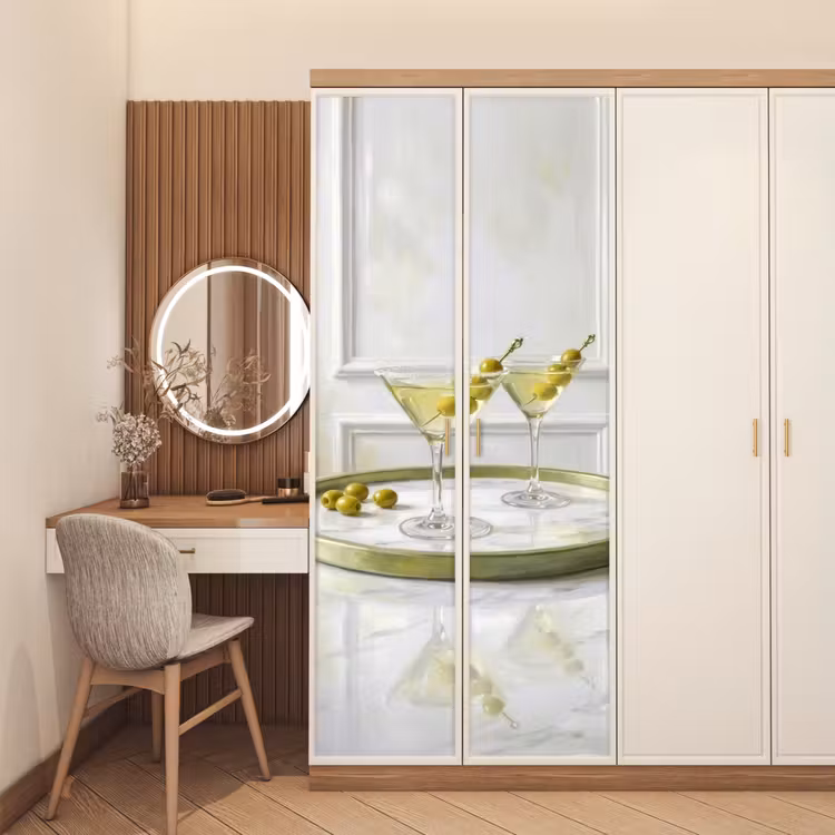 Deursticker - Drank - Martini - Olijven - Modern - Wit — 5