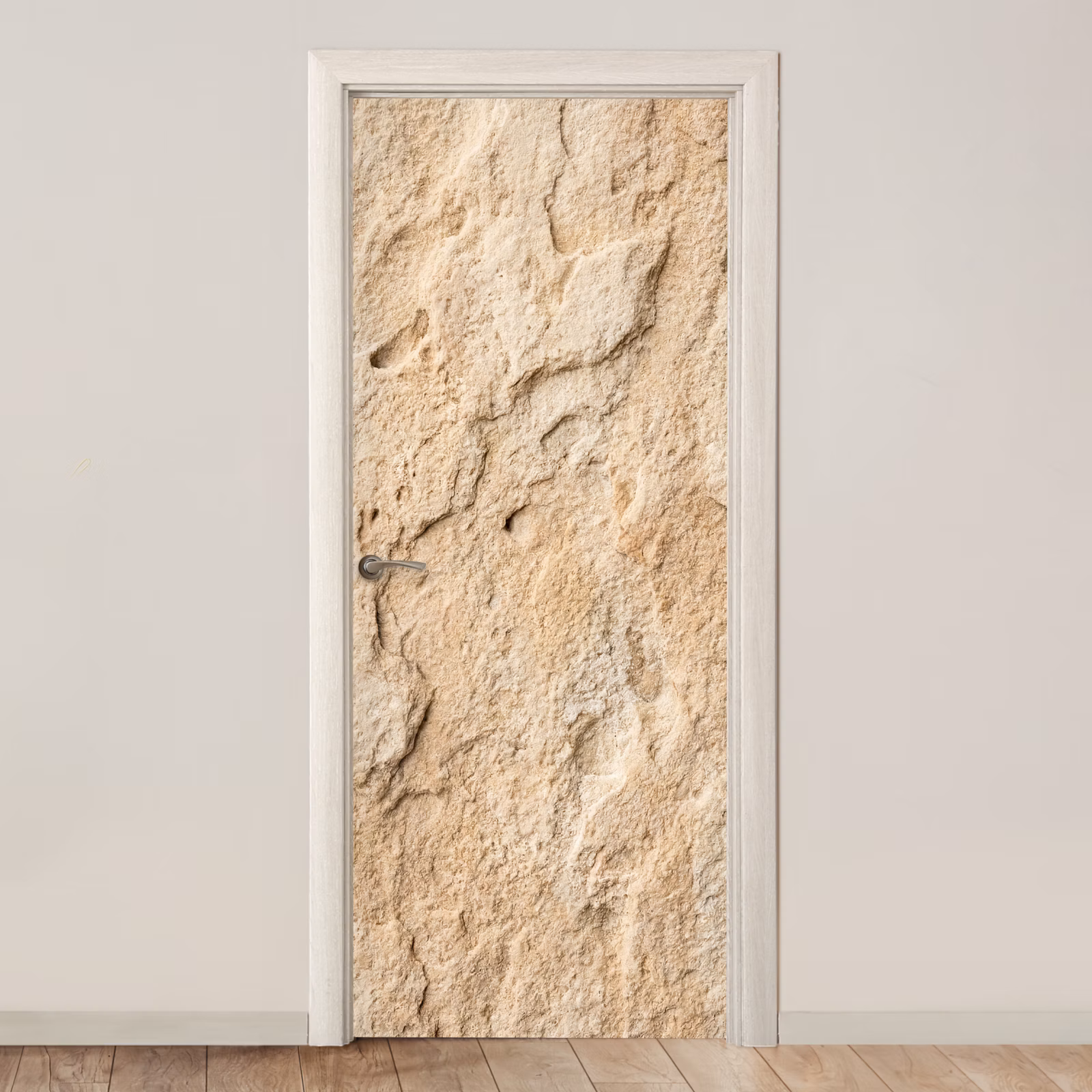 Deursticker - Textuur - Steen - Natuur - Beige — 1