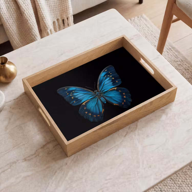 Dienblad - Vlinder - Blauw - Contrast — 2
