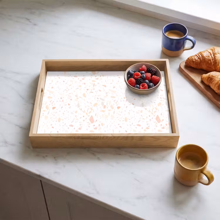 Dienblad - Terrazzo - Patroon - Wit - Perzik — 3