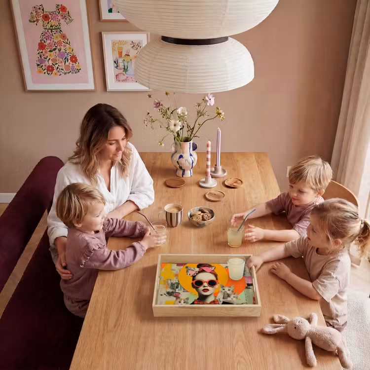 Dienblad - Vrouw - Bril - Strik - Retro — 5