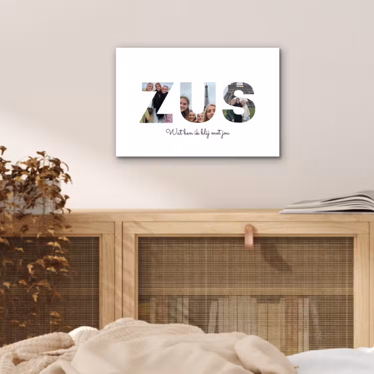Gepersonaliseerd aluminium schilderij - Zus - Lettercollage — 4
