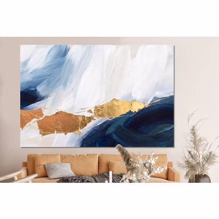 Forex - Abstract - Acryl - Blauw - Goud - Elegant — 2