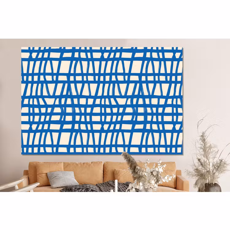 Forex - Ruitpatroon - Blauw - Crème — 2