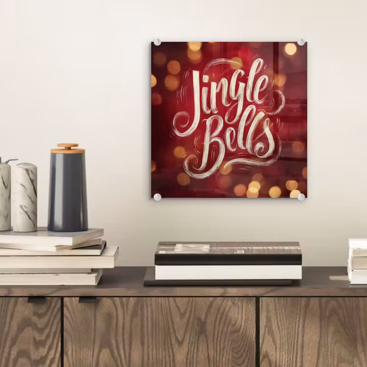 Glas schilderij - Jingle - Bells - Kerst - Rood — 2