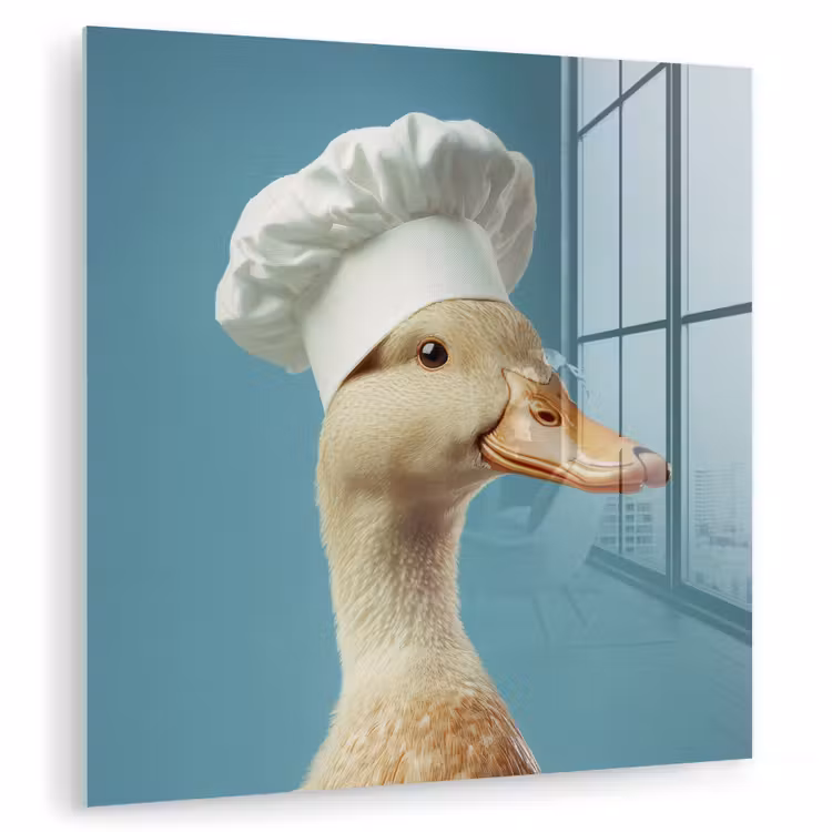Glas schilderij - Eend - Koksmuts - Cute - Vogel — 1