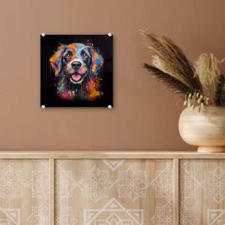 Glas schilderij - Graffiti - Hond - Zwart - Kleuren — 6
