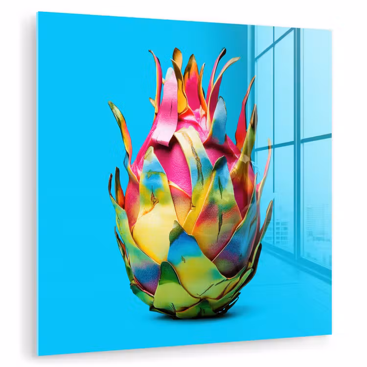 Glas schilderij - Drakenfruit - Blauw - Levendig — 1