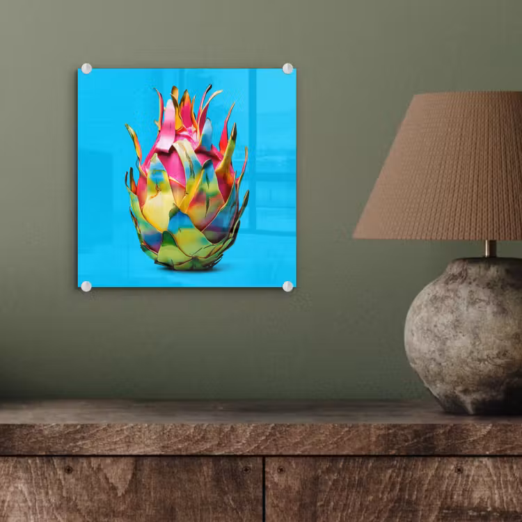 Glas schilderij - Drakenfruit - Blauw - Levendig — 4