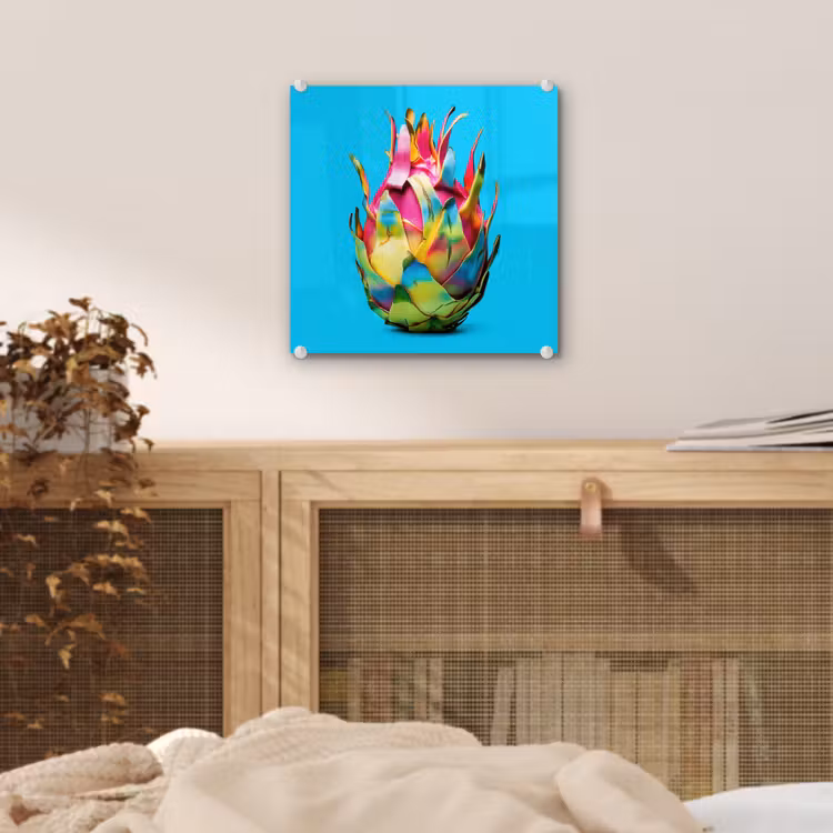 Glas schilderij - Drakenfruit - Blauw - Levendig — 5