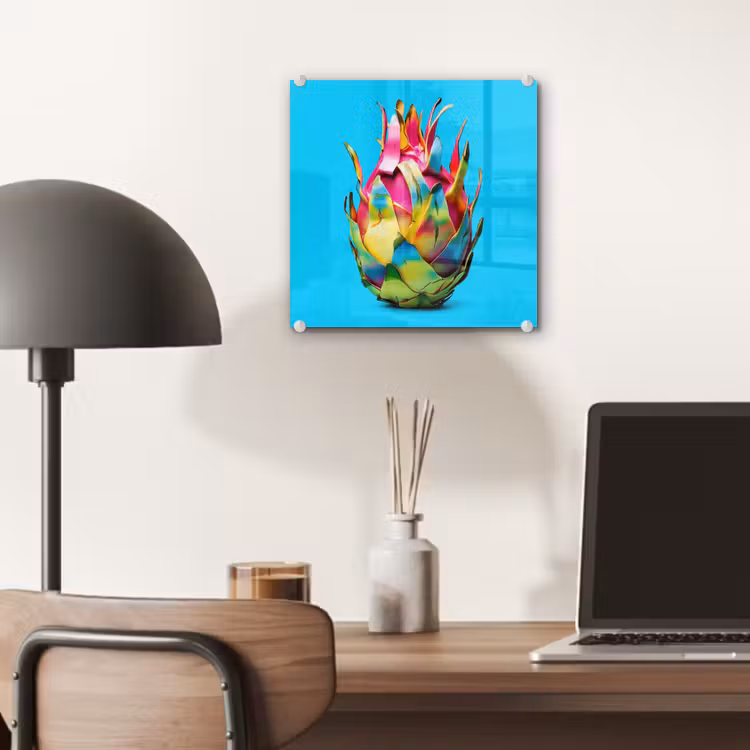 Glas schilderij - Drakenfruit - Blauw - Levendig — 7