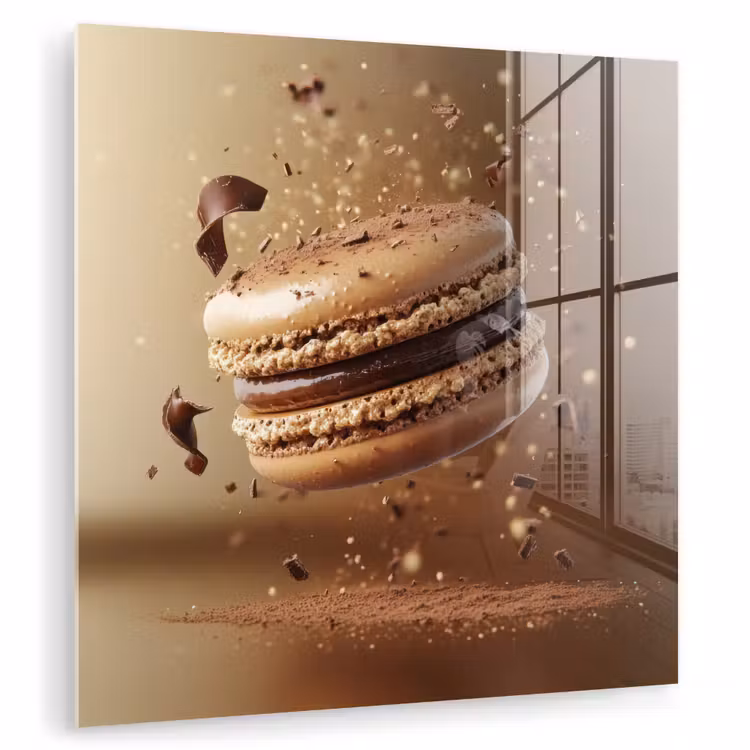 Glas schilderij - Chocolade - Macarons - Eten - Snoep — 1