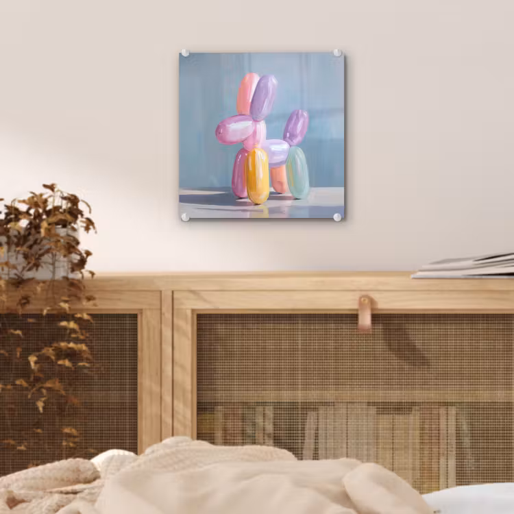 Glas schilderij - Dier - Ballon - Pasteltinten - Glanzend — 5