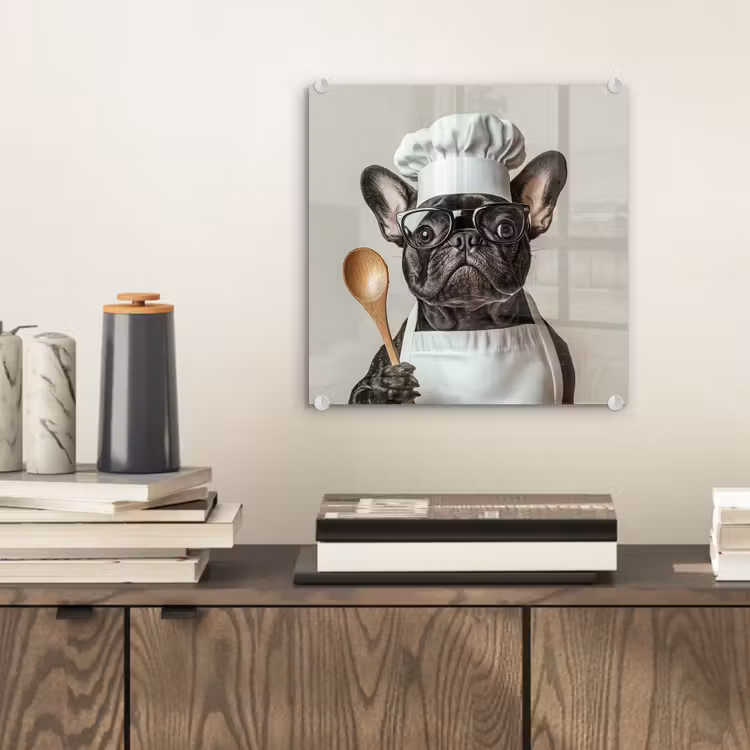 Glas schilderij - Bril - Hond - Kok — 2