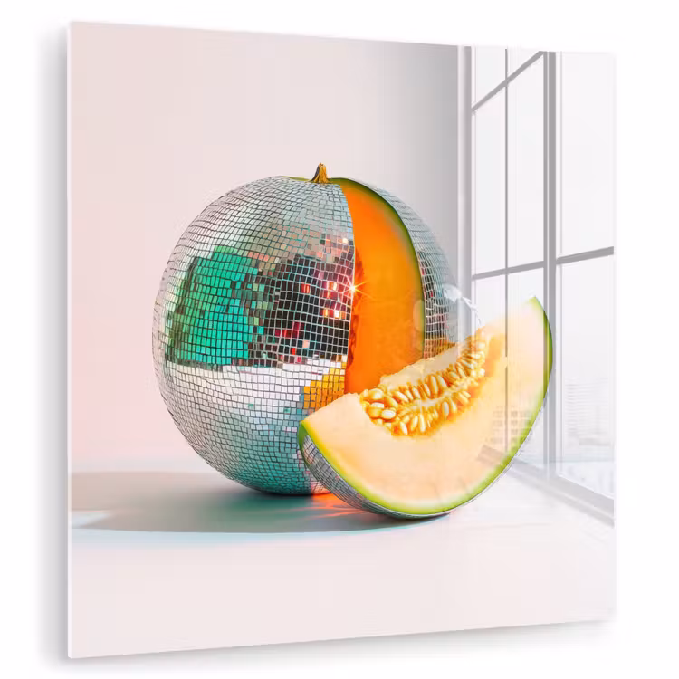 Glas schilderij - Disco - Discobal - Meloen - Pastel — 1