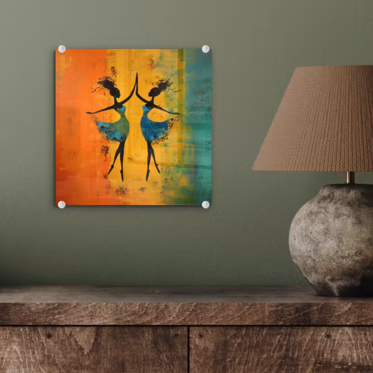 Glas schilderij - Dansen - Vrouwen - Verfstructuur — 4