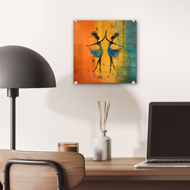 Glas schilderij - Dansen - Vrouwen - Verfstructuur — 7