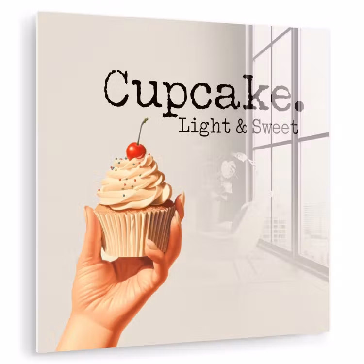Glas schilderij - Cupcake - Zoet - Kers — 1