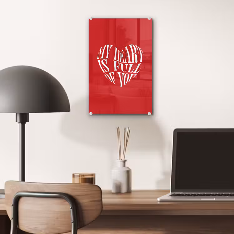 Glas schilderij - Rood - Hart- Tekst - Valentijn — 7
