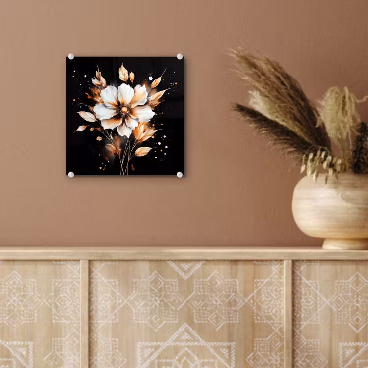 Glas schilderij - Bloem - Verf - Goud - Graffiti - Modern — 6