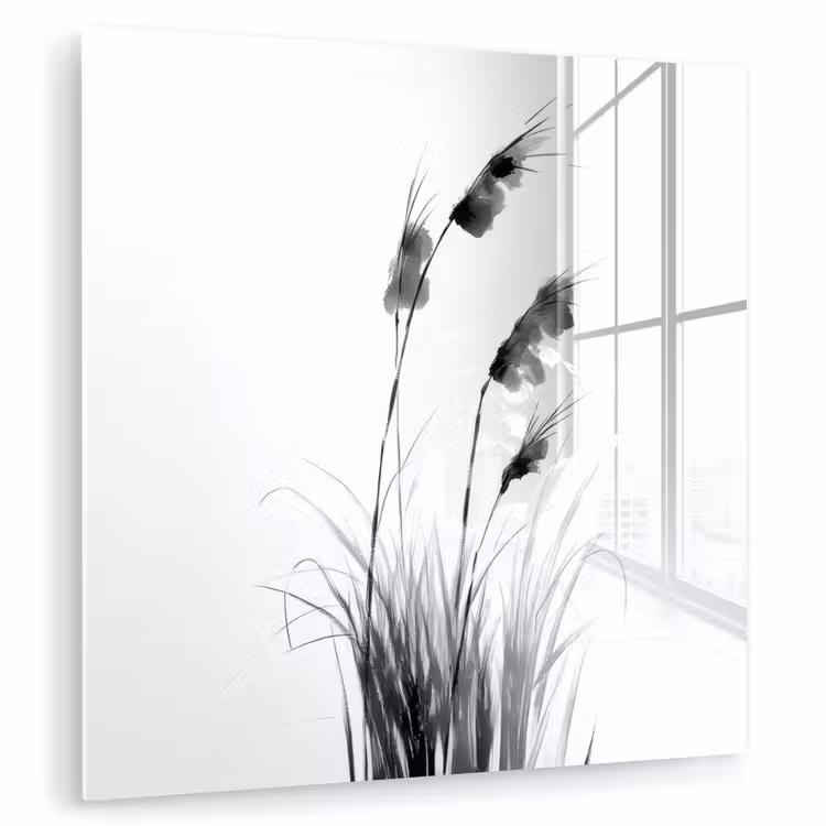Glas schilderij - Minimalistisch - Stelen - Wit — 1