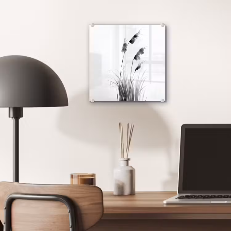 Glas schilderij - Minimalistisch - Stelen - Wit — 7