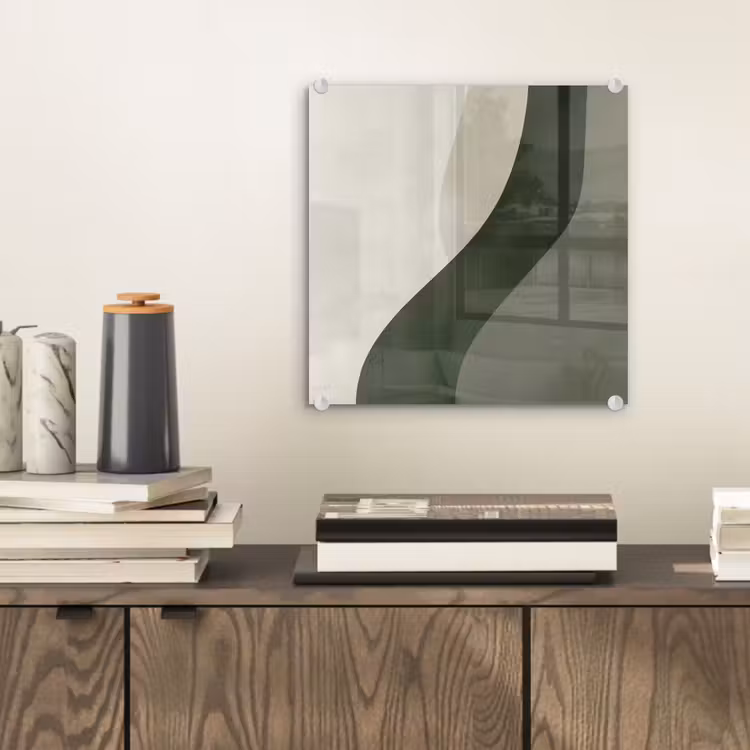 Glas schilderij - Japandi - Groen - Abstract - Modern — 2