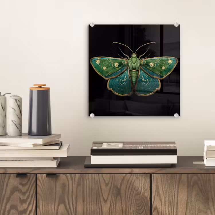 Glas schilderij - Mot - Levendig - Groen — 2