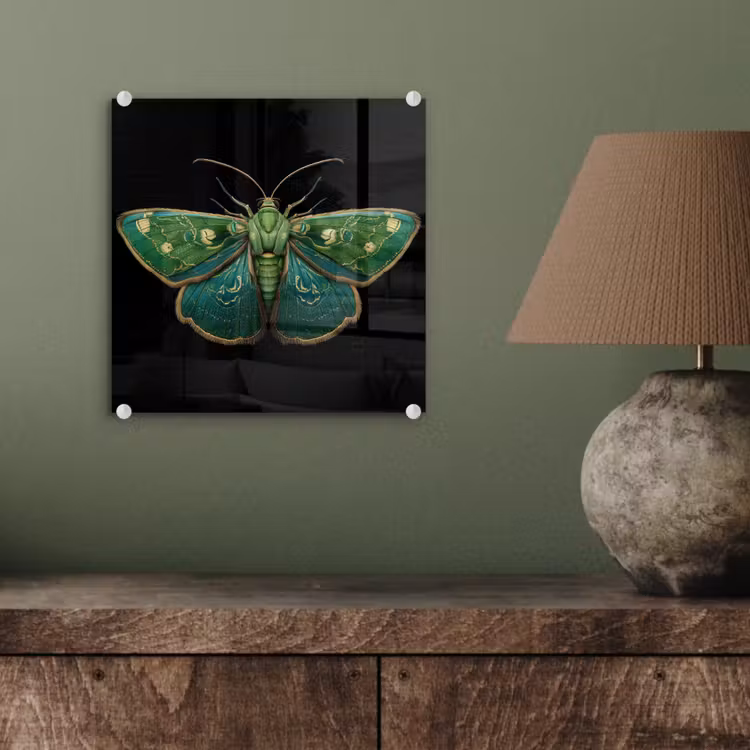Glas schilderij - Mot - Levendig - Groen — 4