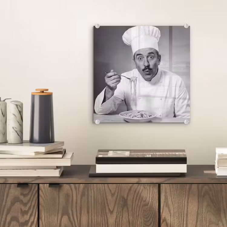 Glas schilderij - Chef - Spaghetti - Pasta — 2