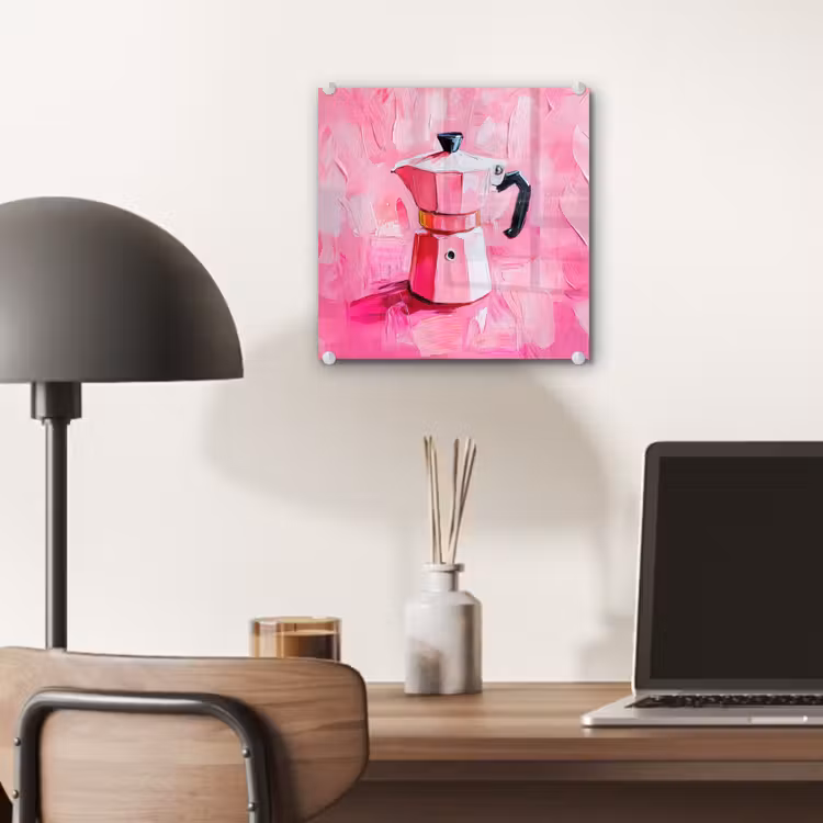Glas schilderij - Roze - Verf - Coffee — 7
