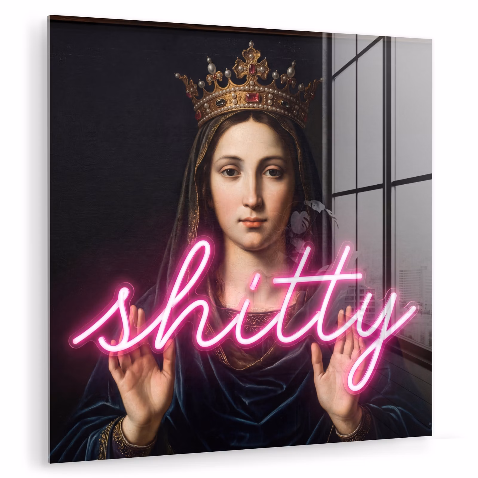 Glas schilderij - Ironisch - Tekst - Neon — 1