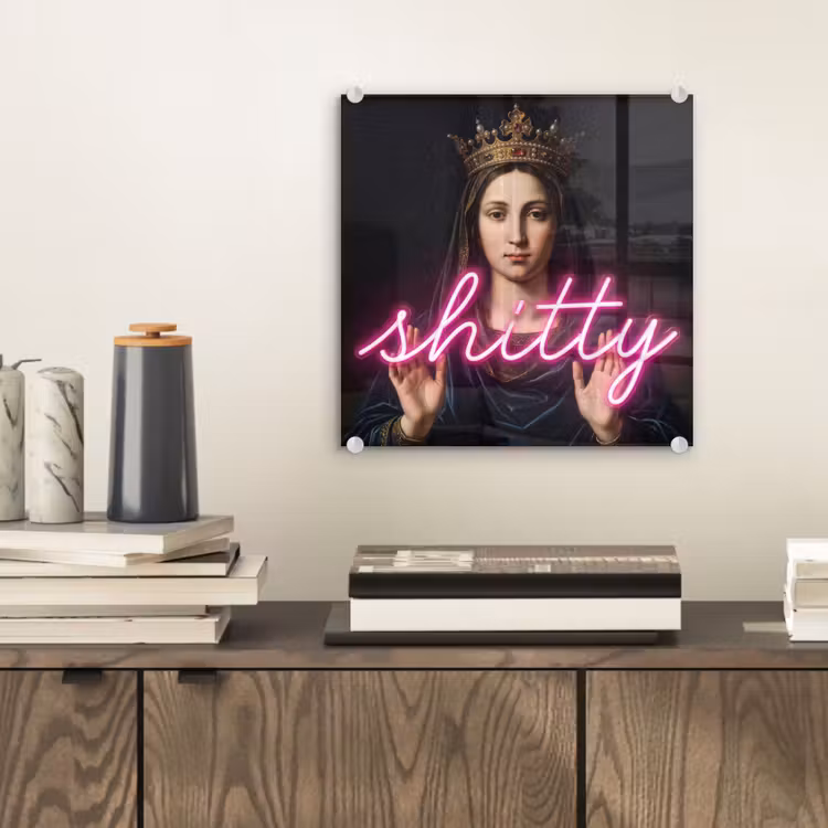 Glas schilderij - Ironisch - Tekst - Neon — 2
