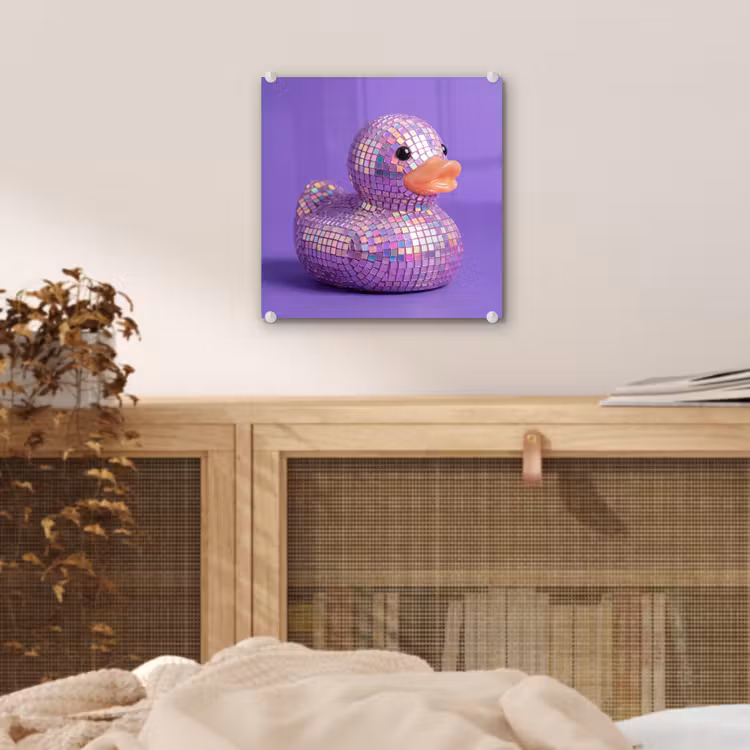Glas schilderij - Disco - Eend - Paars — 5
