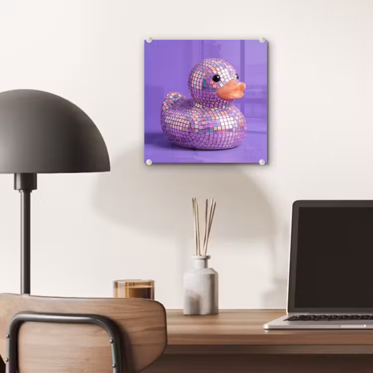Glas schilderij - Disco - Eend - Paars — 7