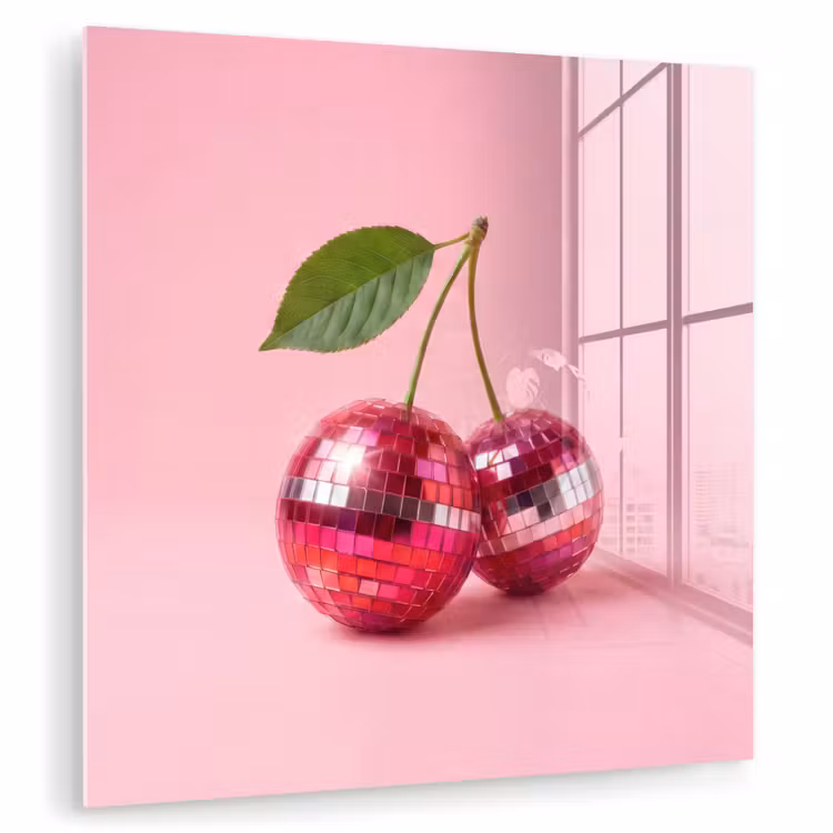 Glas schilderij - Disco - Kersen - Roze — 1