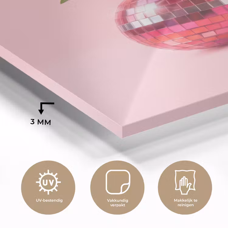 Glas schilderij - Disco - Kersen - Roze — 3