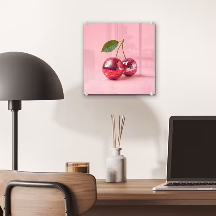 Glas schilderij - Disco - Kersen - Roze — 7