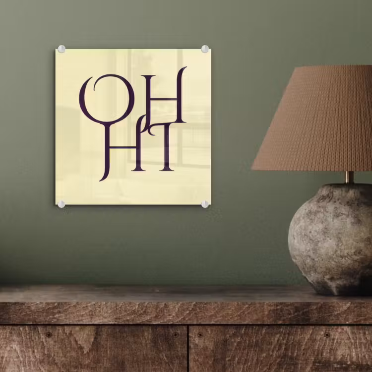 Glas schilderij - Oh hi - Geel - Monogram — 4