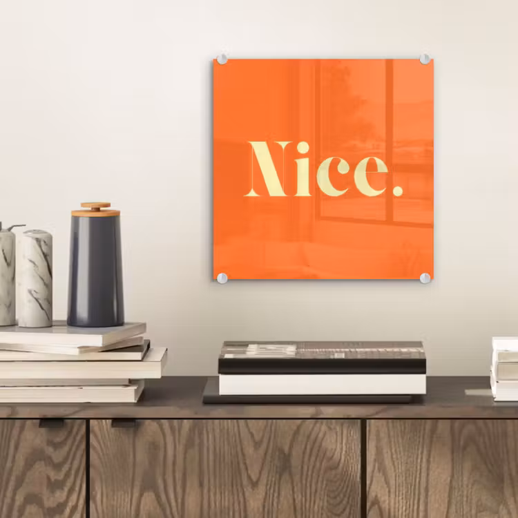 Glas schilderij - Oranje - Gebroken wit - Nice — 2