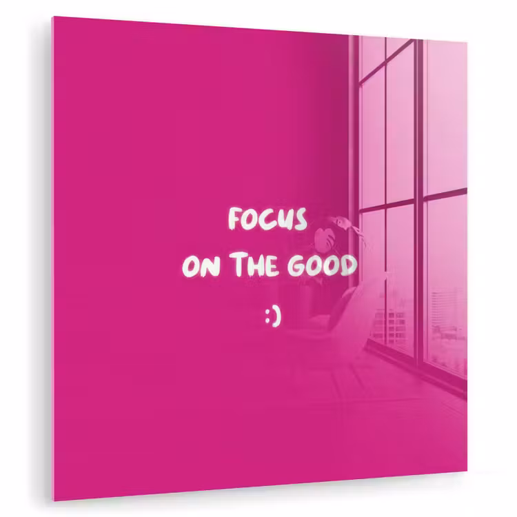 Glas schilderij - Focus - Smiley - Roze — 1