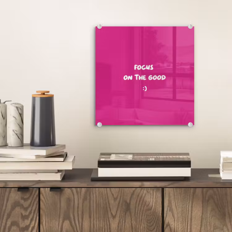 Glas schilderij - Focus - Smiley - Roze — 2