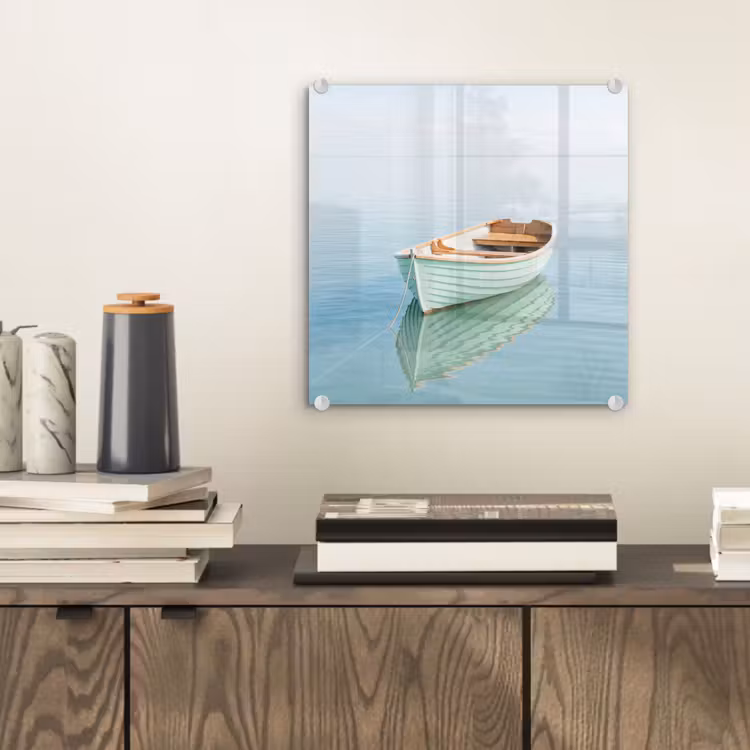 Glas schilderij - Minimalistisch - Boot - Zee — 2