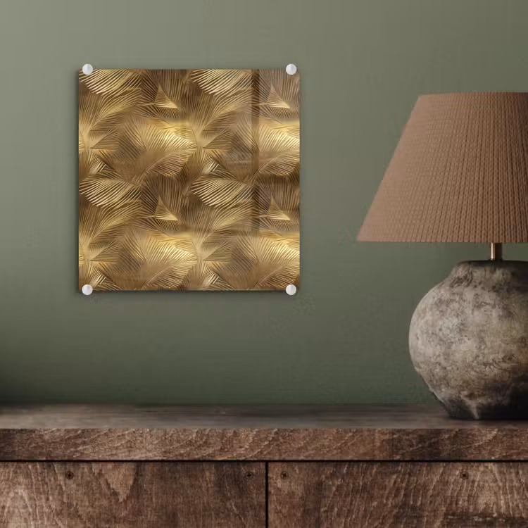 Glas schilderij - Palm - Waaier - Goud — 4