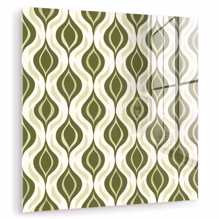 Glas schilderij - Patroon - Retro - Groen — 1