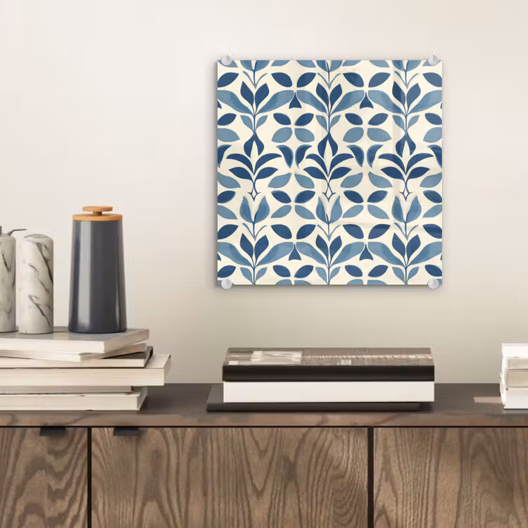 Glas schilderij - Flora - Modern - Blauw — 2